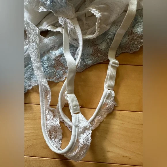 Victoria's Secret white and light blue lacy one-piece - Picture 9 of 13